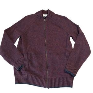 Old Navy Burgandy and Blue‎ Zip Up Front Pocket Sweater Jacket Size M